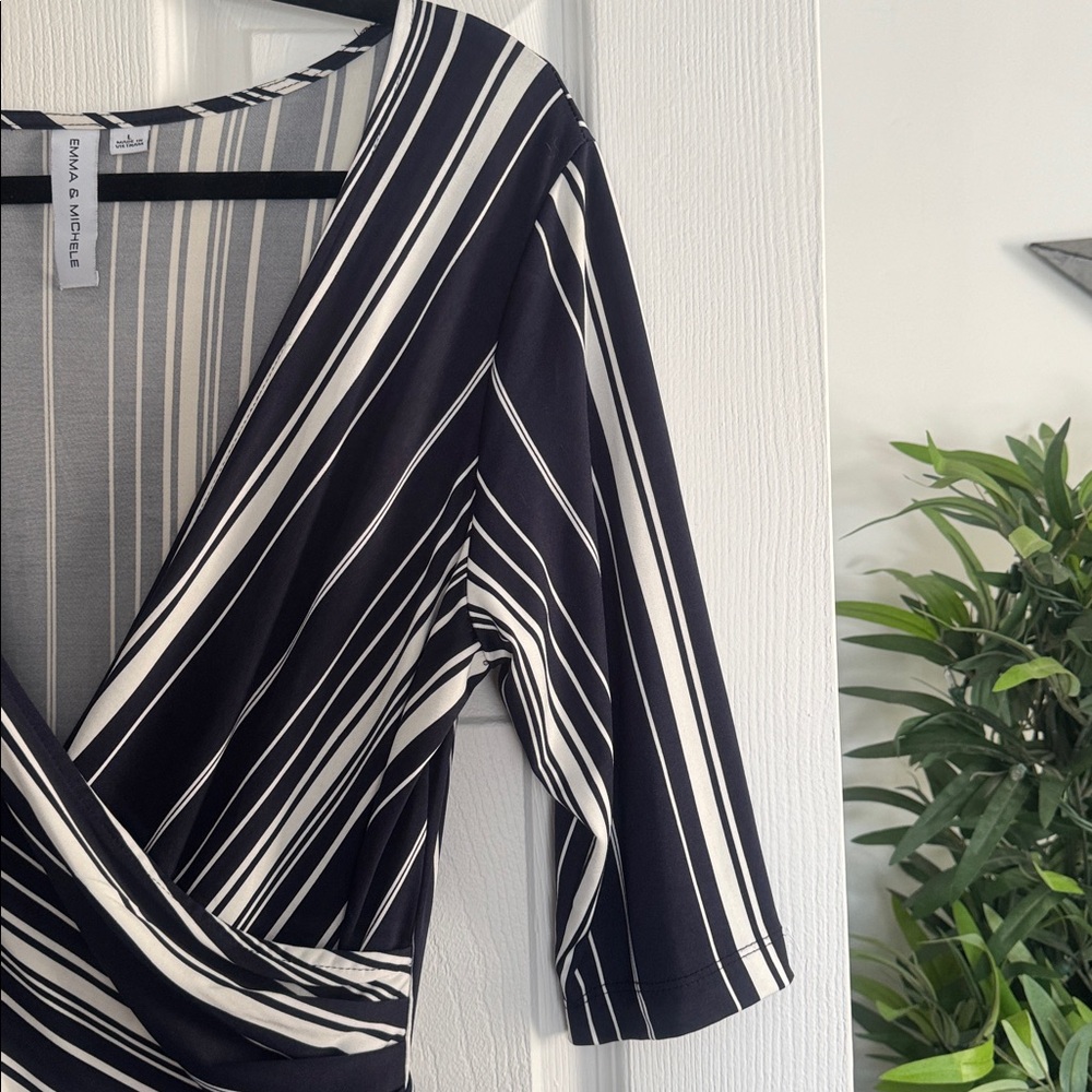 Emma & Michele Navy and White Striped Jumpsuit SzL